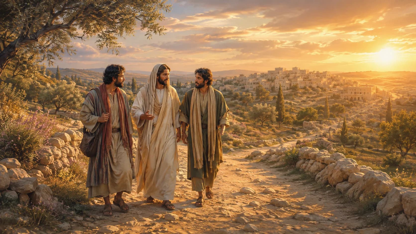 The road to Emmaus represented in devotional artwork
