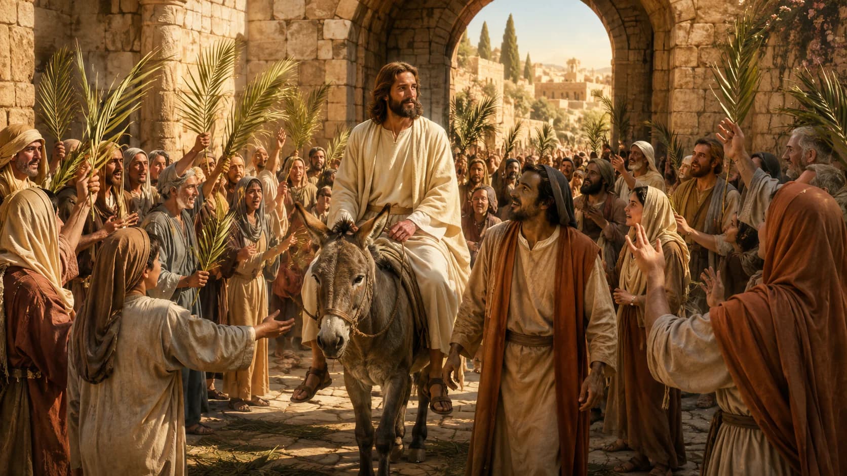 Jesus entering Jerusalem in devotional sacred art