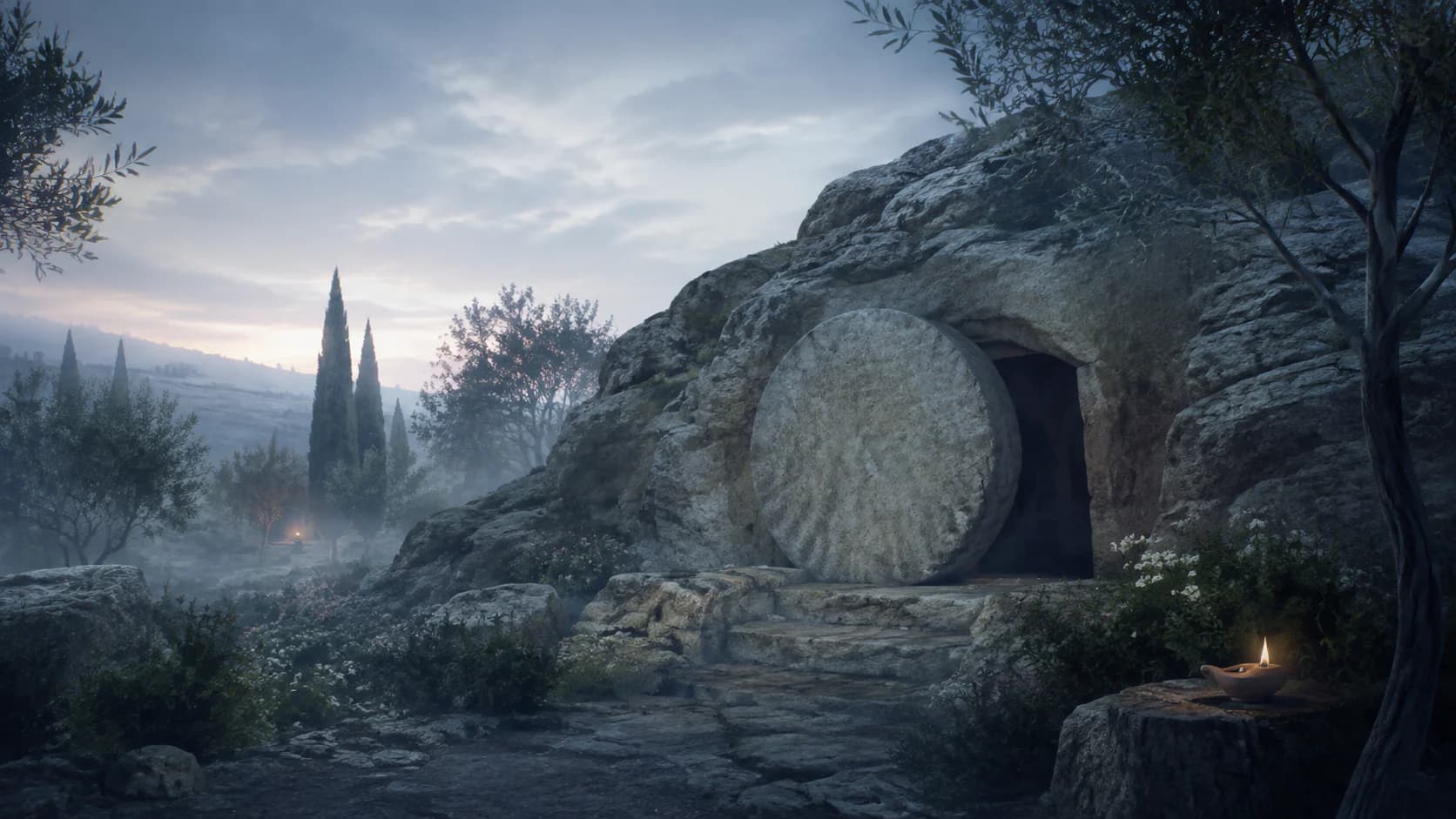 The sealed tomb in the silence of Holy Saturday