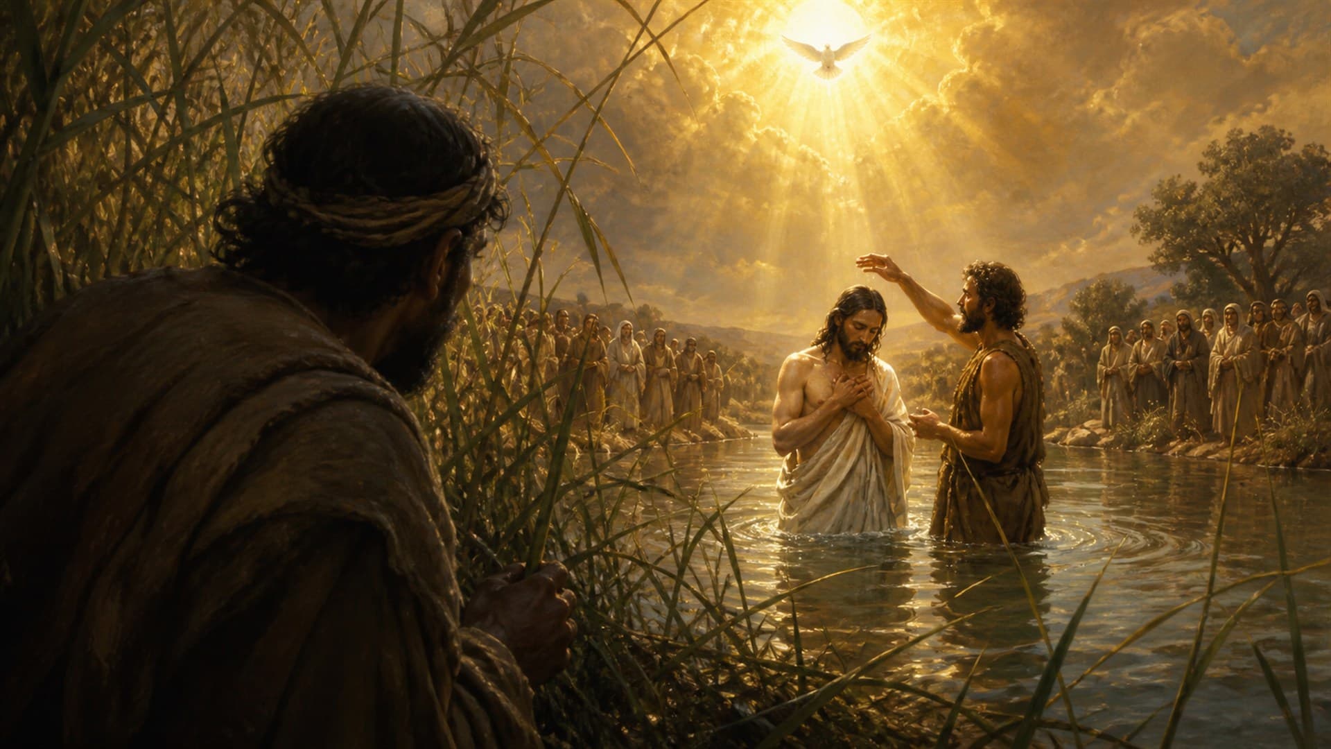 The Jordan riverbank in devotional artwork of Jesus’ Baptism