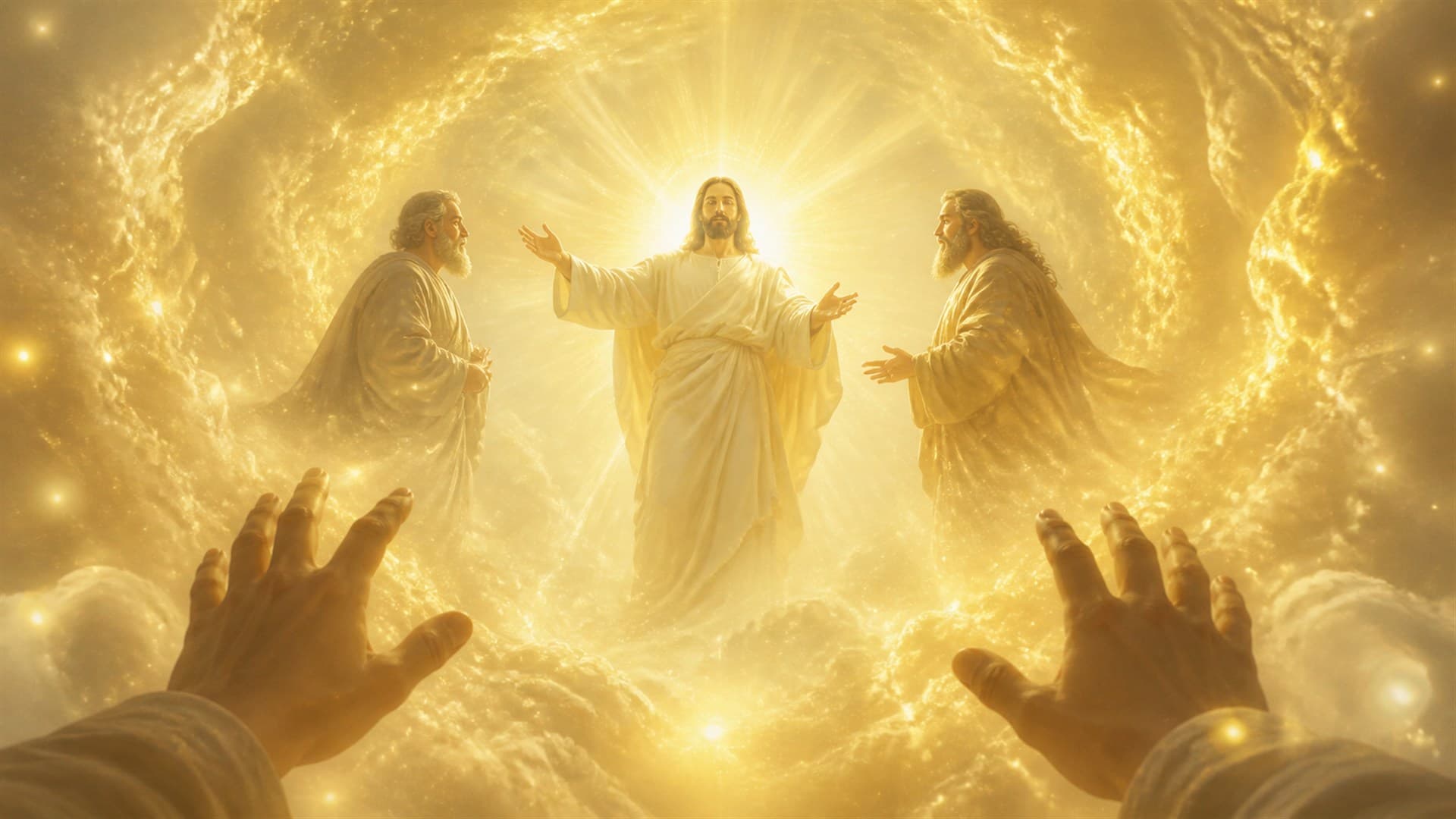 A luminous cloud surrounding the disciples at the Transfiguration